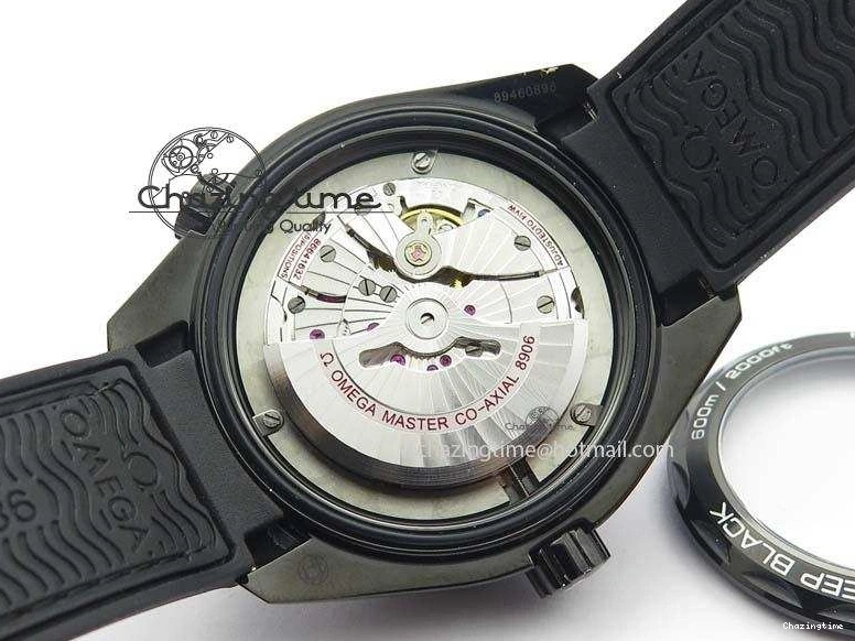 0705 ComfortFit Planet Ocean 45mm GMT DLC JHF Best Edition Black Dial On Rubber Strap A 8194